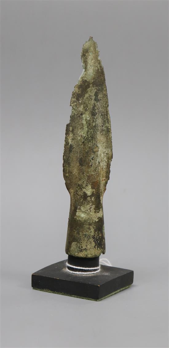 A bronze age spearhead, excavated as part of the Wilburton Hoard, c.1000 B.C.,